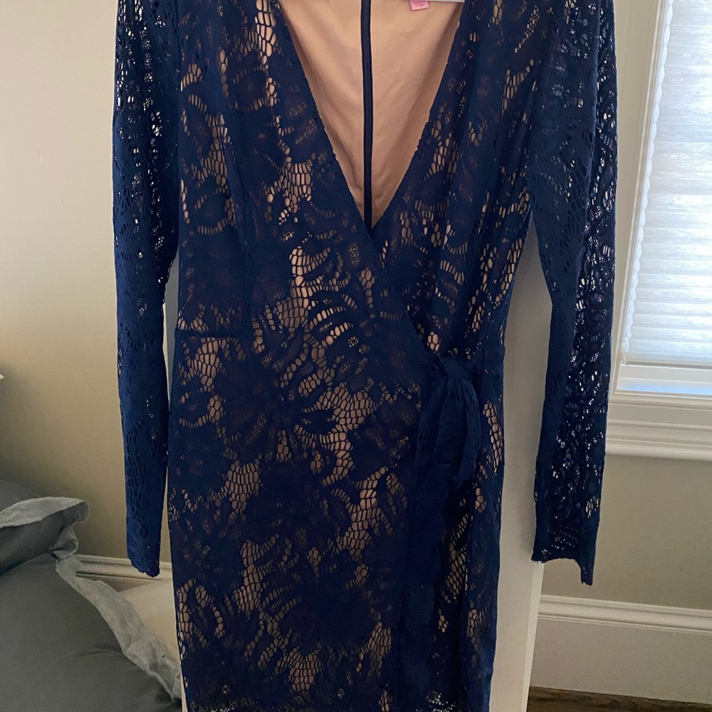 M Lilly Pulitzer Tiki Wrap Romper Navy